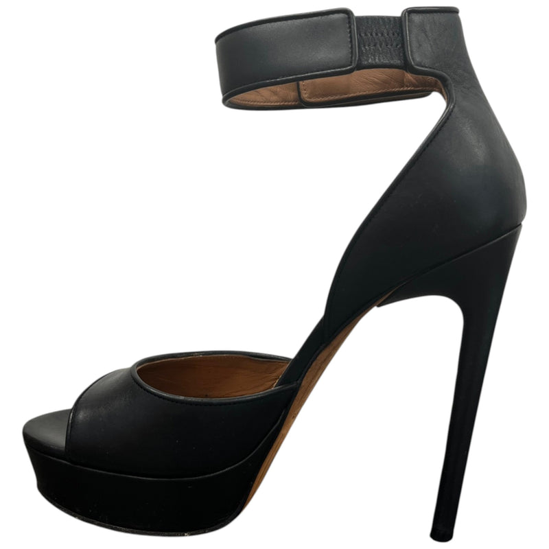 Women's Shark Tooth Ankle Heels Black Size UK 5.5 / EU 38.5