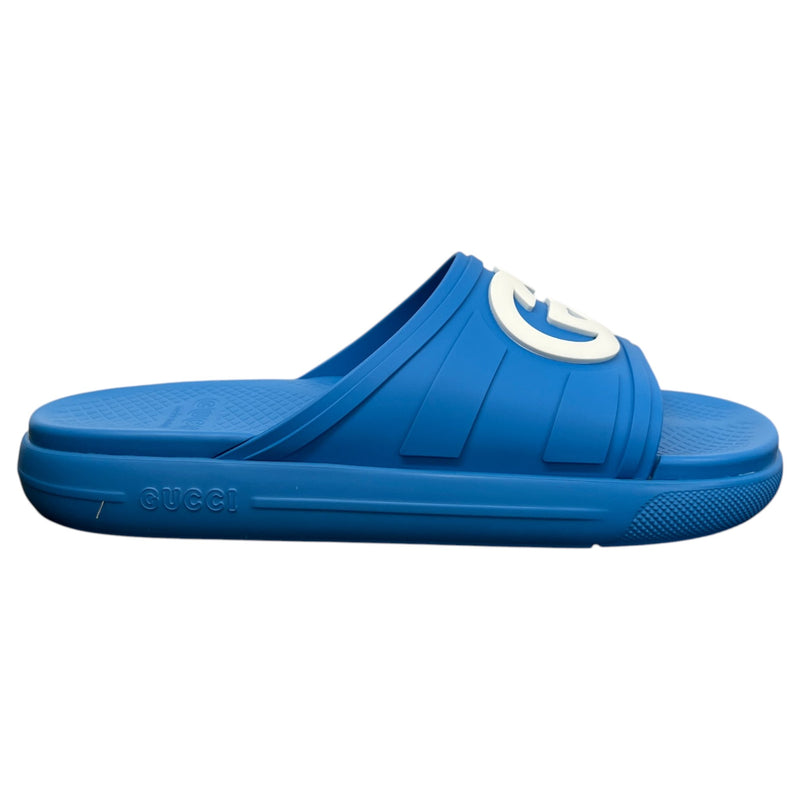 Men's Interlocking G Slides Blue Size 9