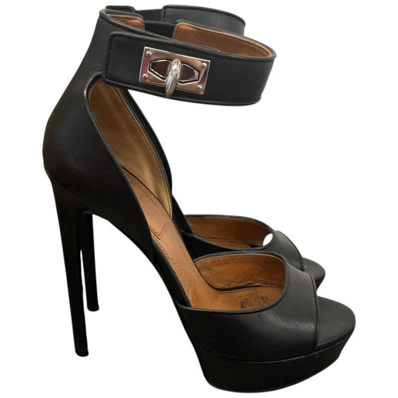 Women's Shark Tooth Ankle Heels Black Size UK 5.5 / EU 38.5