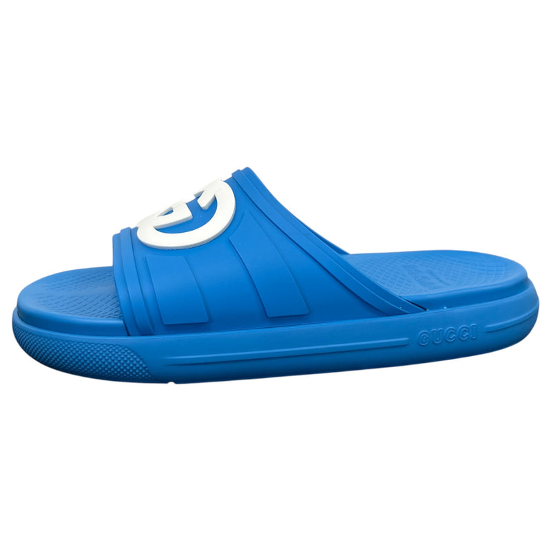 Men's Interlocking G Slides Blue Size 9