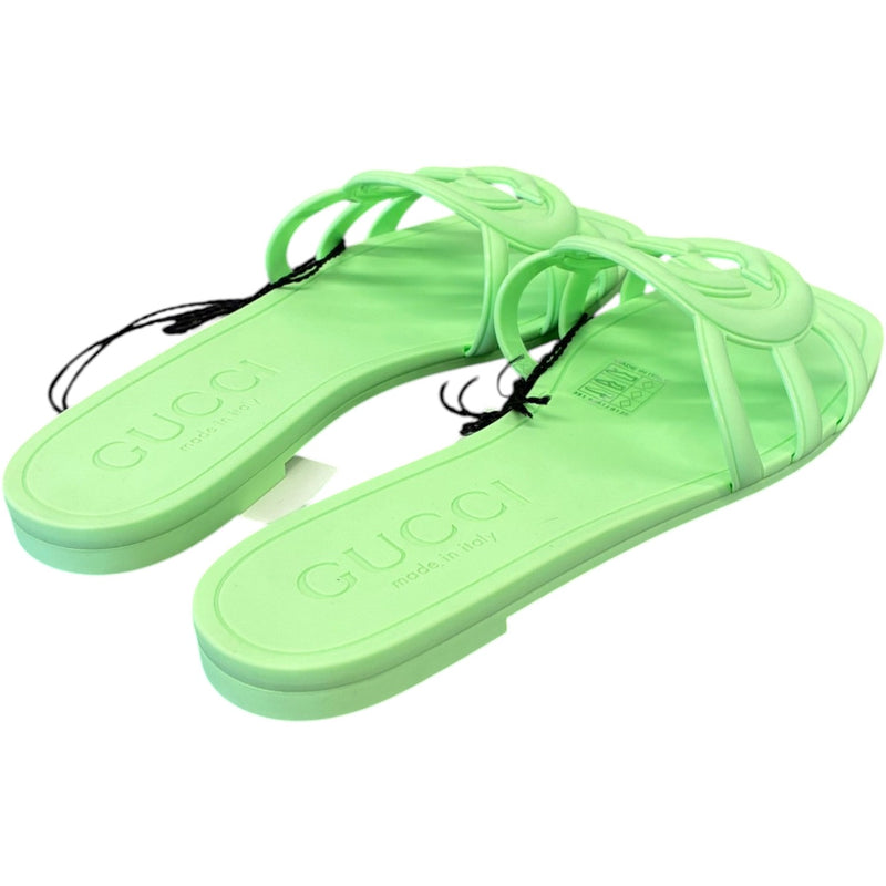 Women's Interlocking G Slides Green Size UK 2 / EU 35