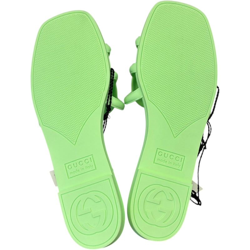 Women's Interlocking G Slides Green Size UK 2 / EU 35