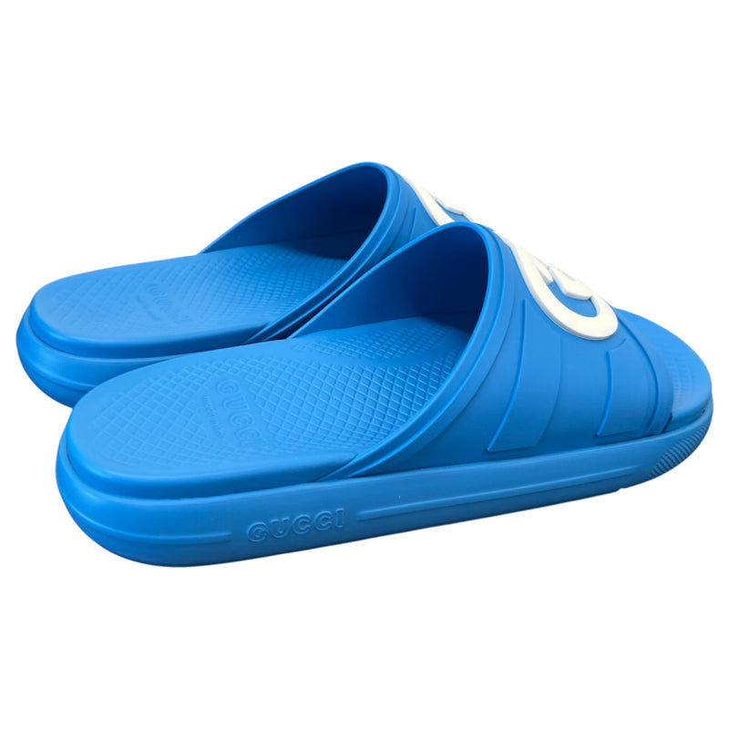 Men's Interlocking G Slides Blue Size 9