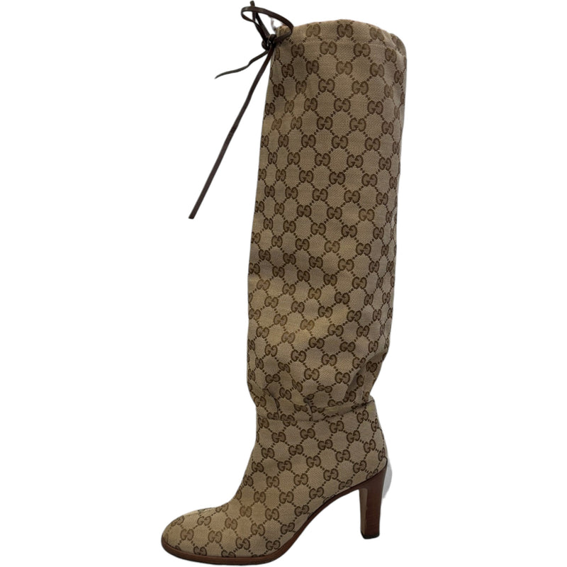 Women's Lisa GG Canvas Boots Beige Size UK 6 / EU 39