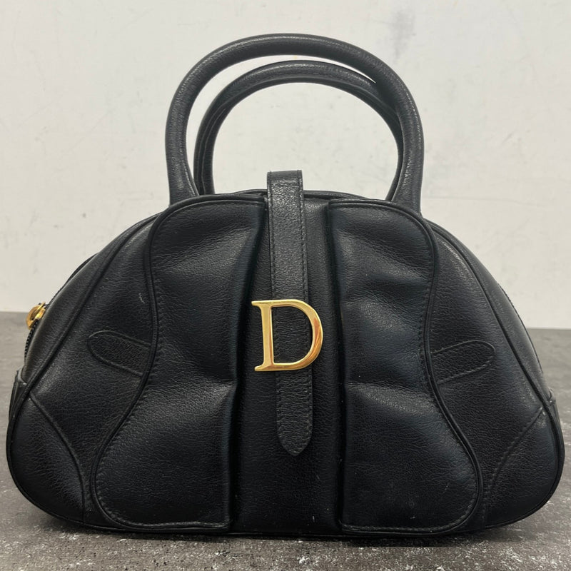 Women's Double Saddle Bowler Handbag Black