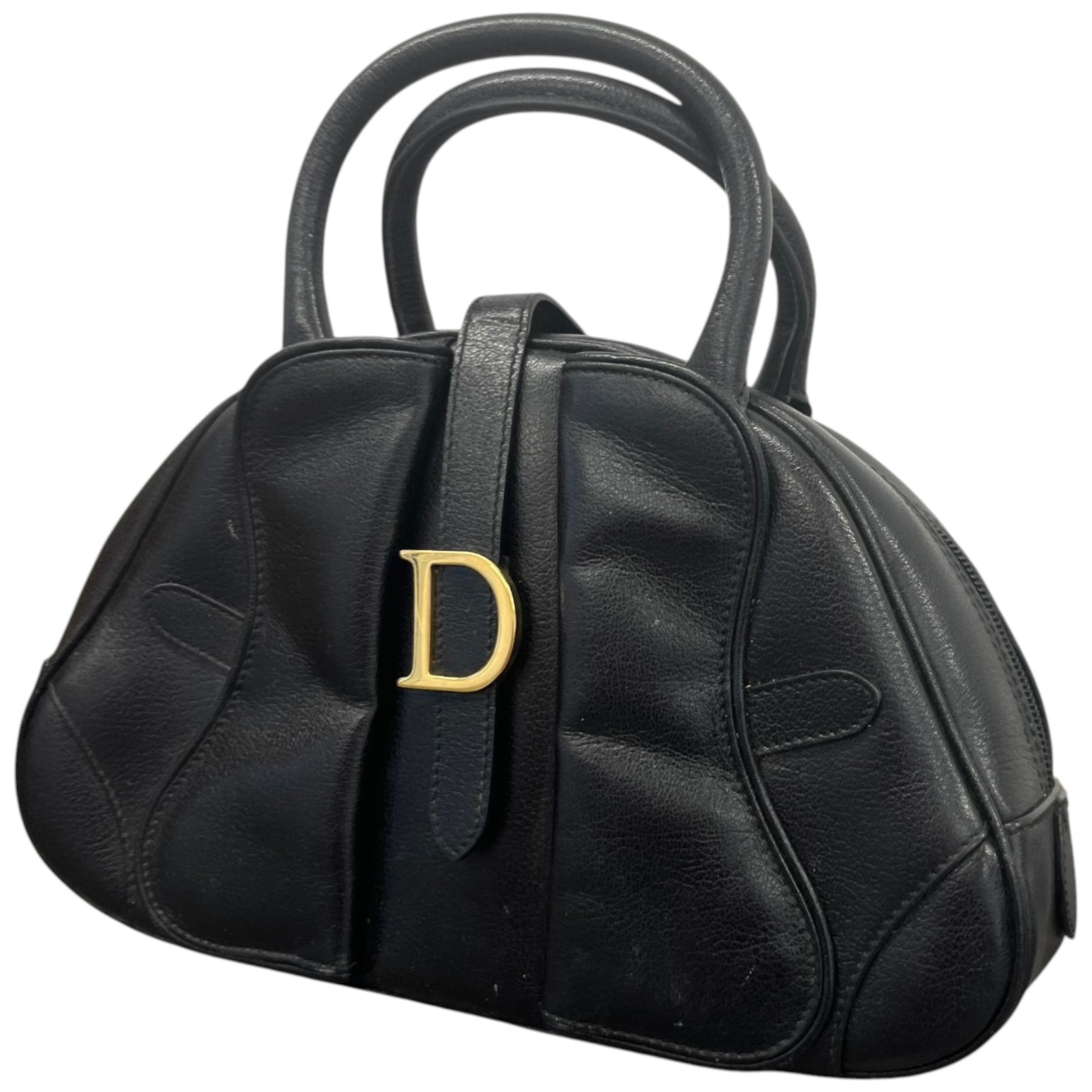 Women's Double Saddle Bowler Handbag Black - Photo 5