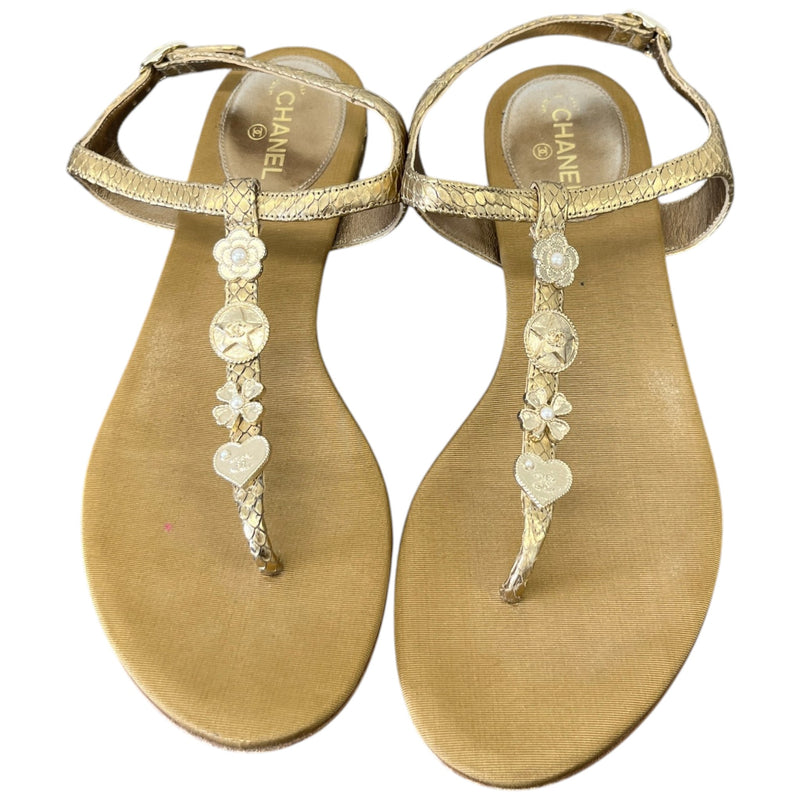 Women's CC Charm Sandals Gold Size UK 6 / EU 39