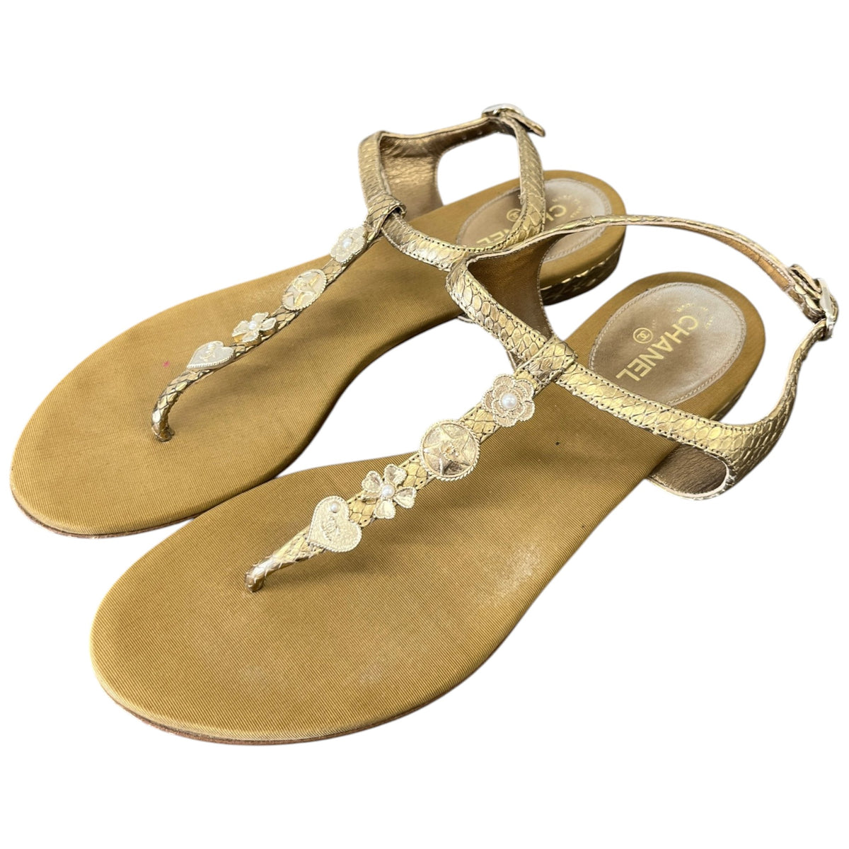 Women's CC Charm Sandals Gold Size UK 6 / EU 39 - Photo 9