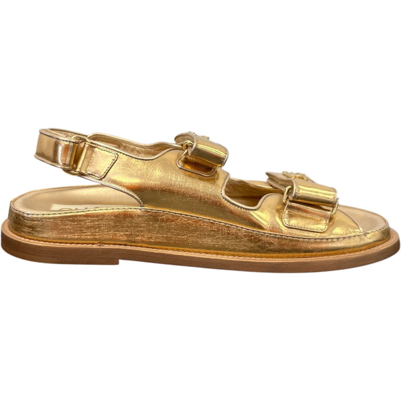 Women's Metallic Calfskin Velcro Dad Sandals Rose Gold Size EU 39 / UK 6