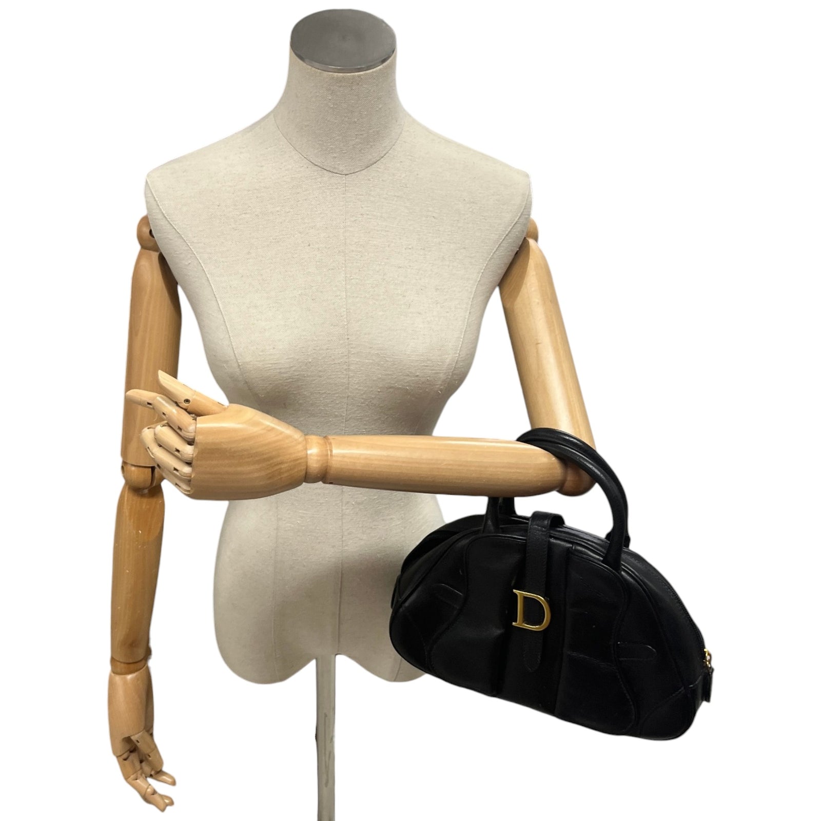 Women's Double Saddle Bowler Handbag Black - Photo 2