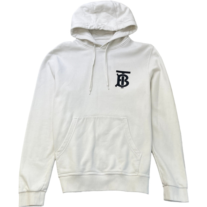 Men's Tb Logo Print Hoodie White Size S