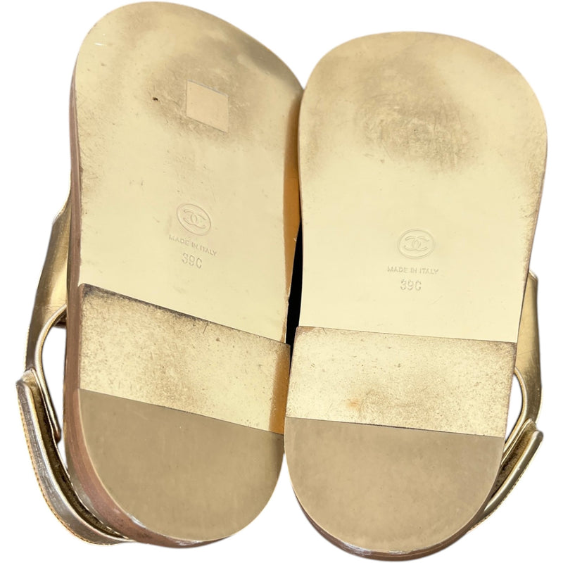 Women's Metallic Calfskin Velcro Dad Sandals Rose Gold Size EU 39 / UK 6