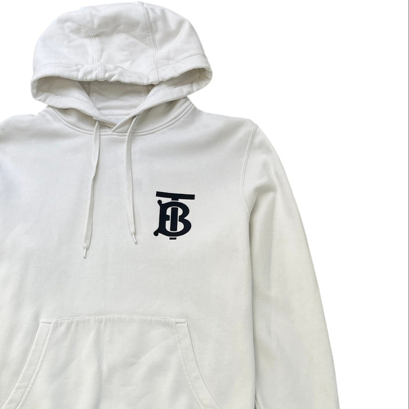 Men's Tb Logo Print Hoodie White Size S