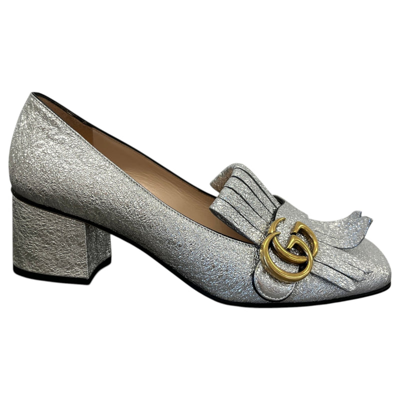 Women's GG Marmont fringe pumps Heels Silver Size 5