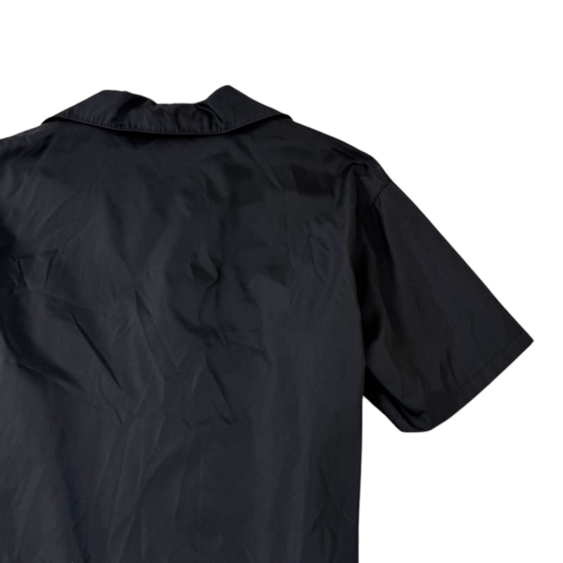 Men's Re-Nylon Plaque Logo Short Sleeve Shirt Black Size L
