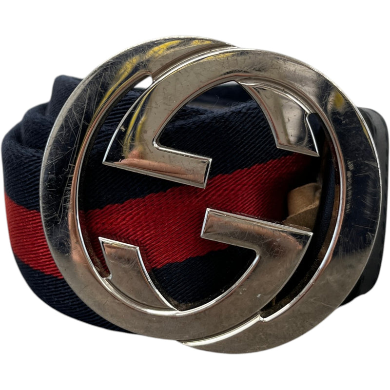 Men's Interlocking G Belt Navy Size Waist 36"