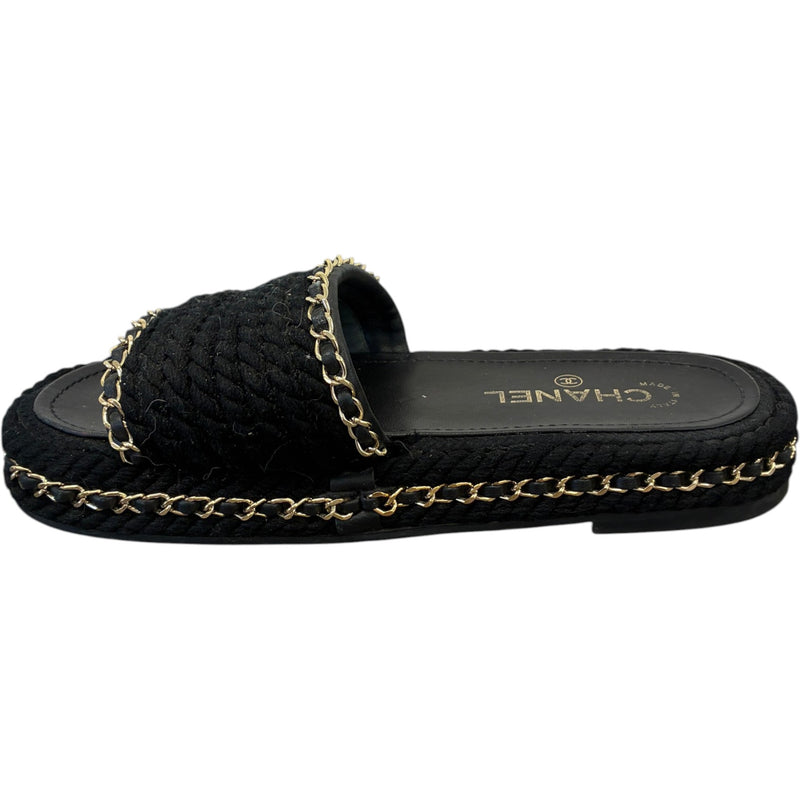 Women's Rope Chain CC Logo Sandals Black Size UK 5 / EU 38