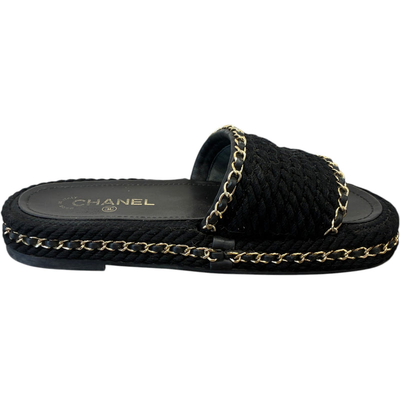 Women's Rope Chain CC Logo Sandals Black Size UK 5 / EU 38