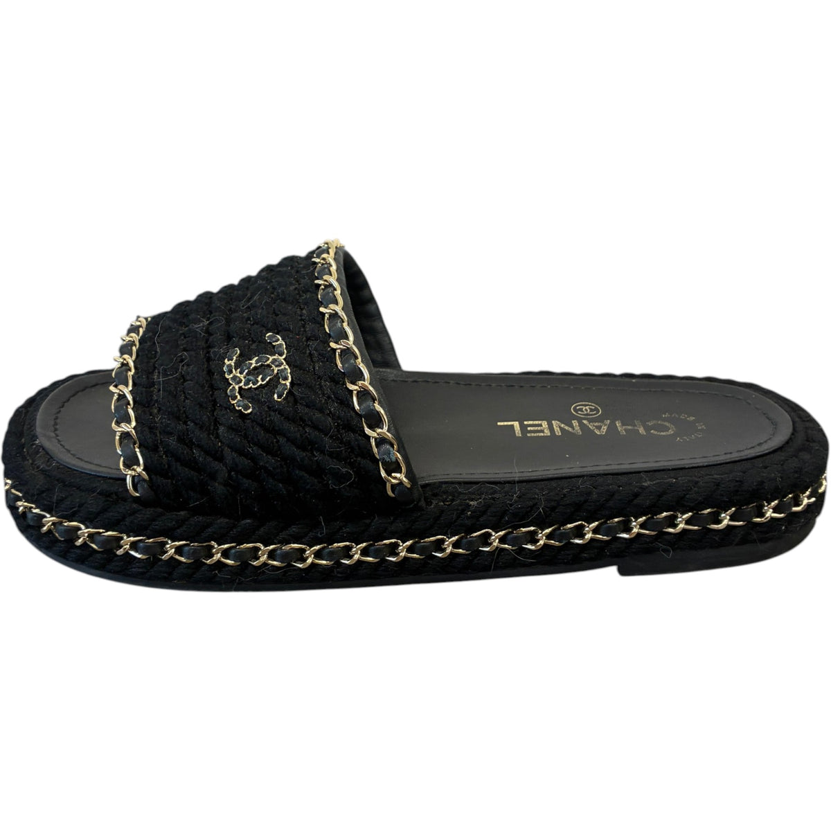 Women's Rope Chain CC Logo Sandals Black Size UK 5 / EU 38 - Photo 5
