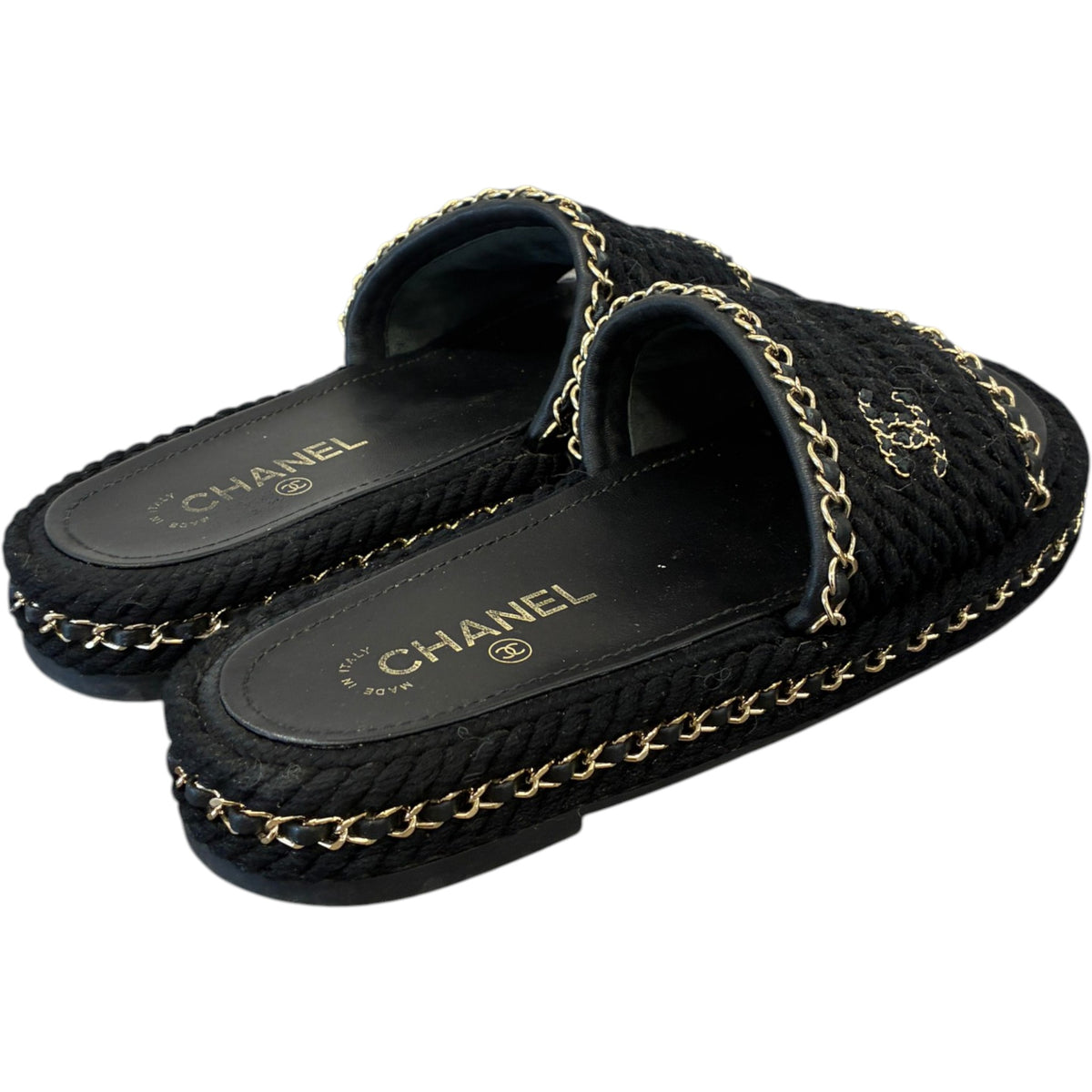 Women's Rope Chain CC Logo Sandals Black Size UK 5 / EU 38 - Photo 6
