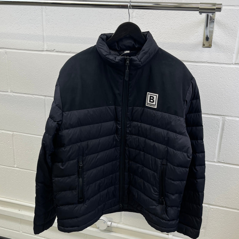 Men's Equestrian Knight Design Down Jacket Black Size XXL