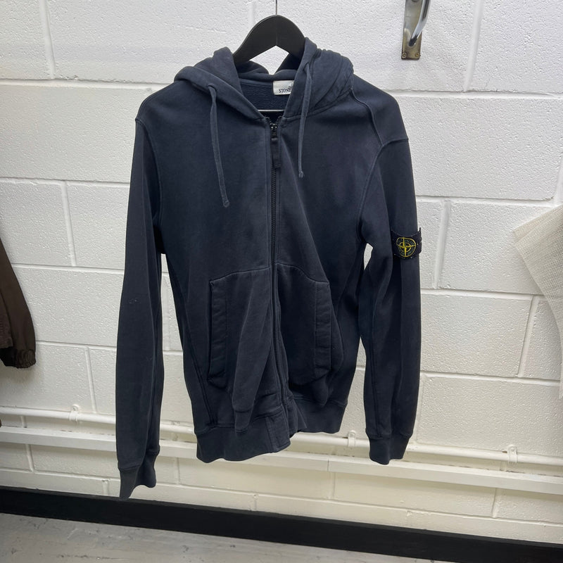 Men's Applique Logo Zip Hoodie Navy Size XL