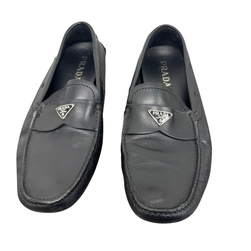 Men's Plaque Logo Loafers Black Size EU 42 / UK 8