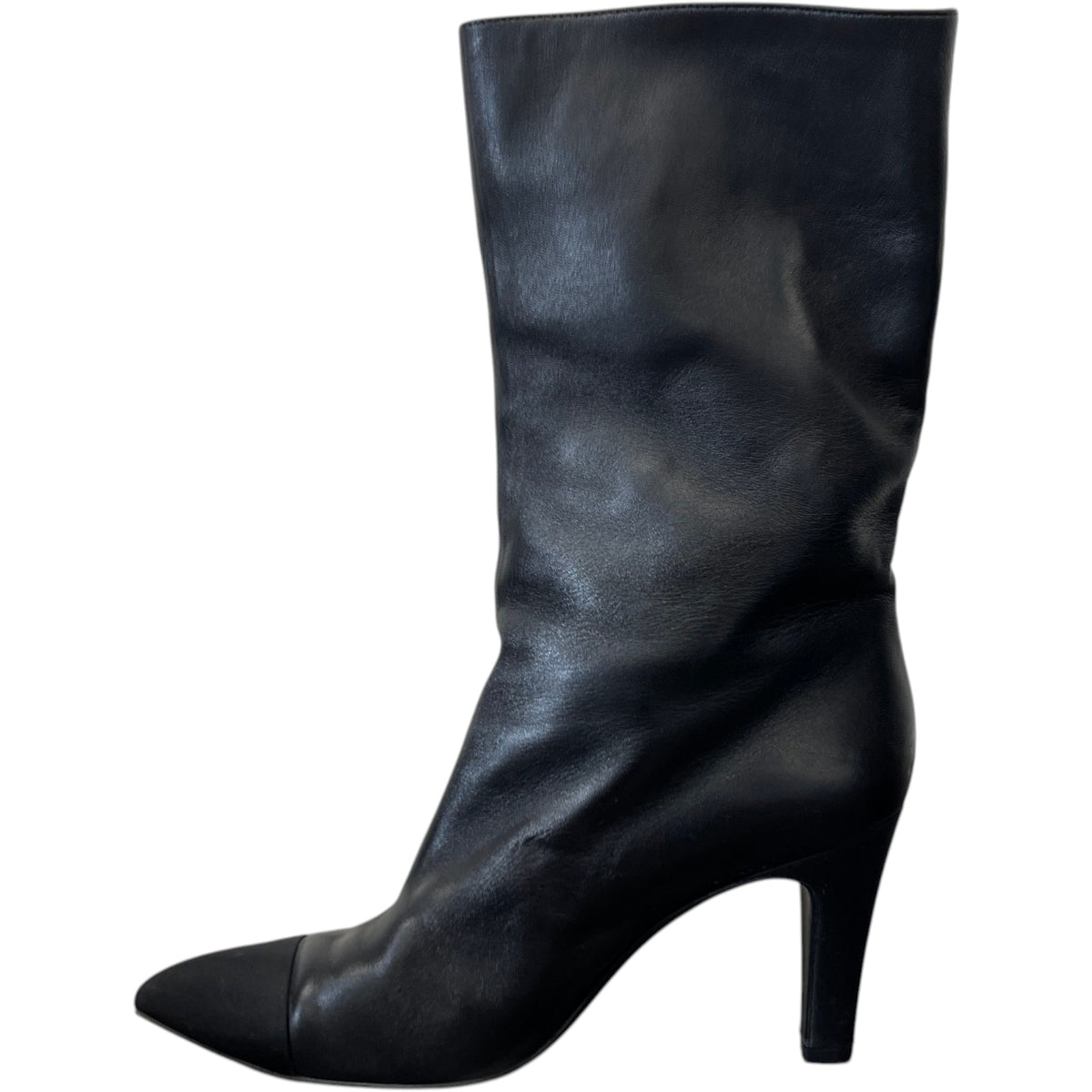 Women's Embroidered Logo Cap-Toe Heeled Boots Black Size UK 6.5 / EU 39.5 - Photo 2
