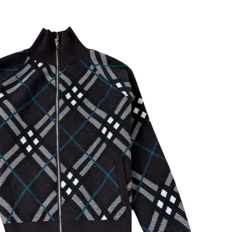Men's Check Track Cardigan Grey Size S