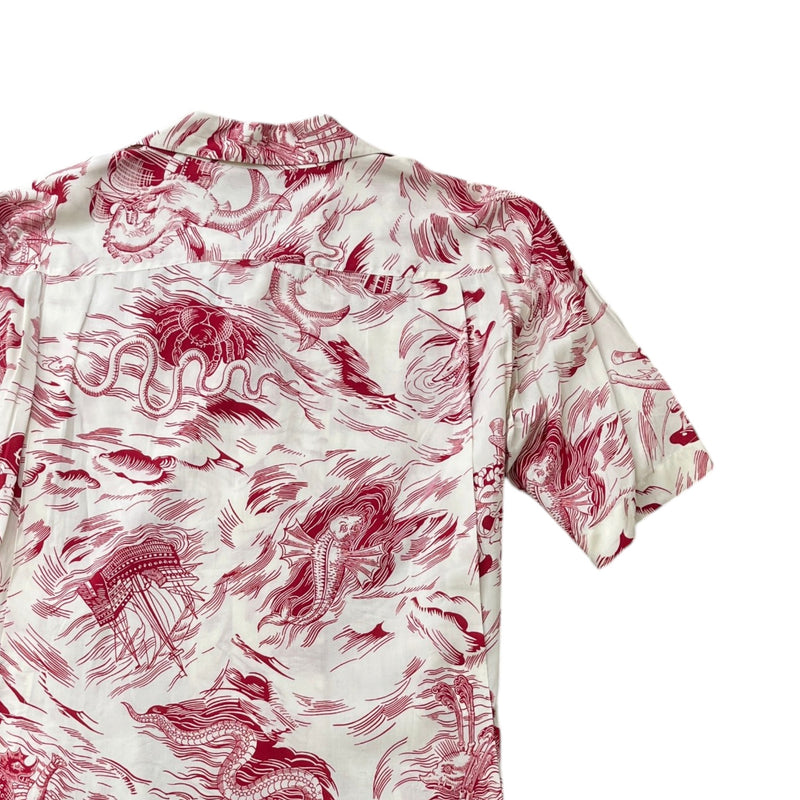 Men's Donald Duck Sea Storm Print Shirt White Size L