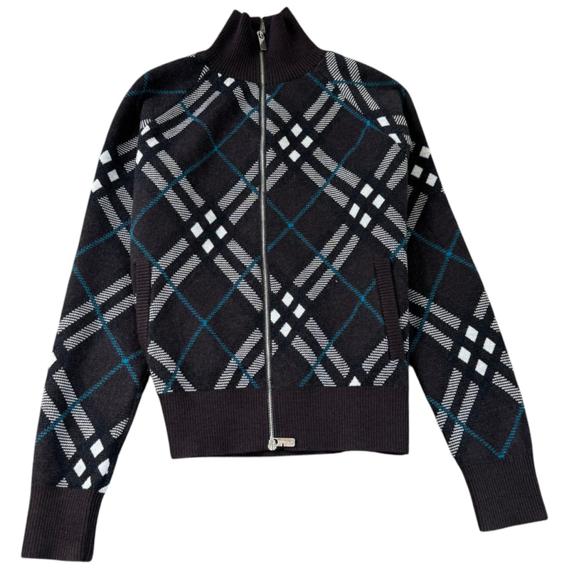 Men's Check Track Cardigan Grey Size S