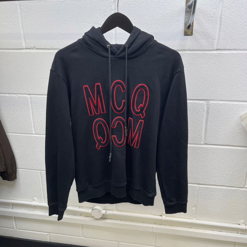 Men's Mcq Velvet Logo Hoodie Black Size M