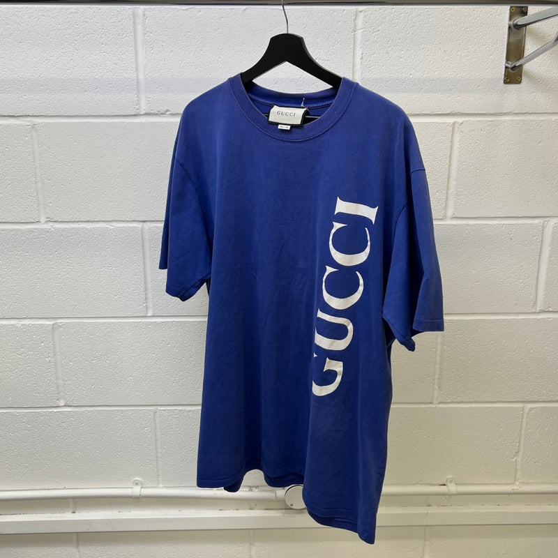 Men's Logo Print T-Shirt Blue Size XXXL