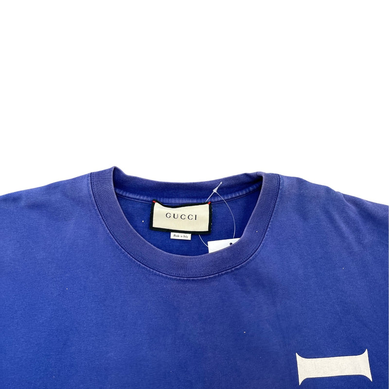 Men's Logo Print T-Shirt Blue Size XXXL