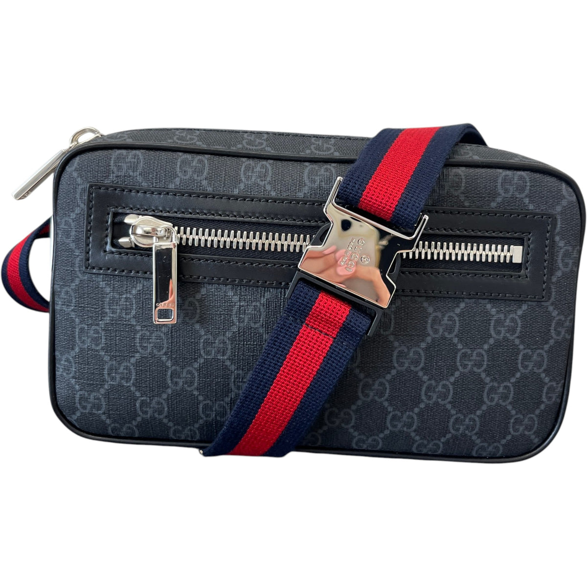 Men's GG Supreme Belt Bag Black - Photo 1