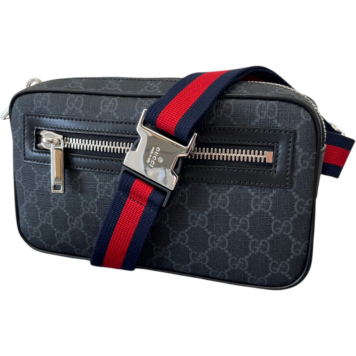 Men's GG Supreme Belt Bag Black - Photo 5