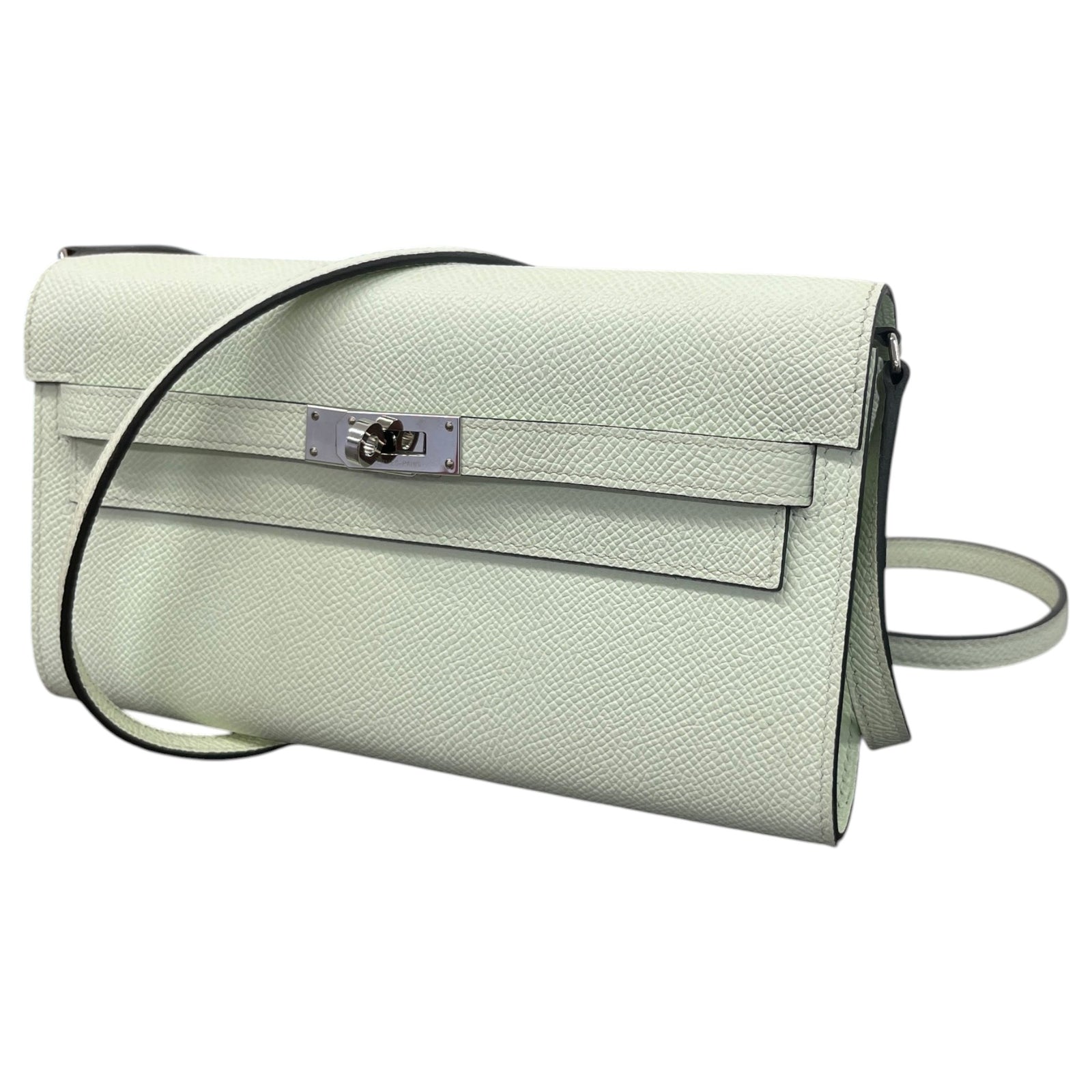 Women's Kelly To Go Epsom Vert Fizz PHW Clutch Green - Photo 5