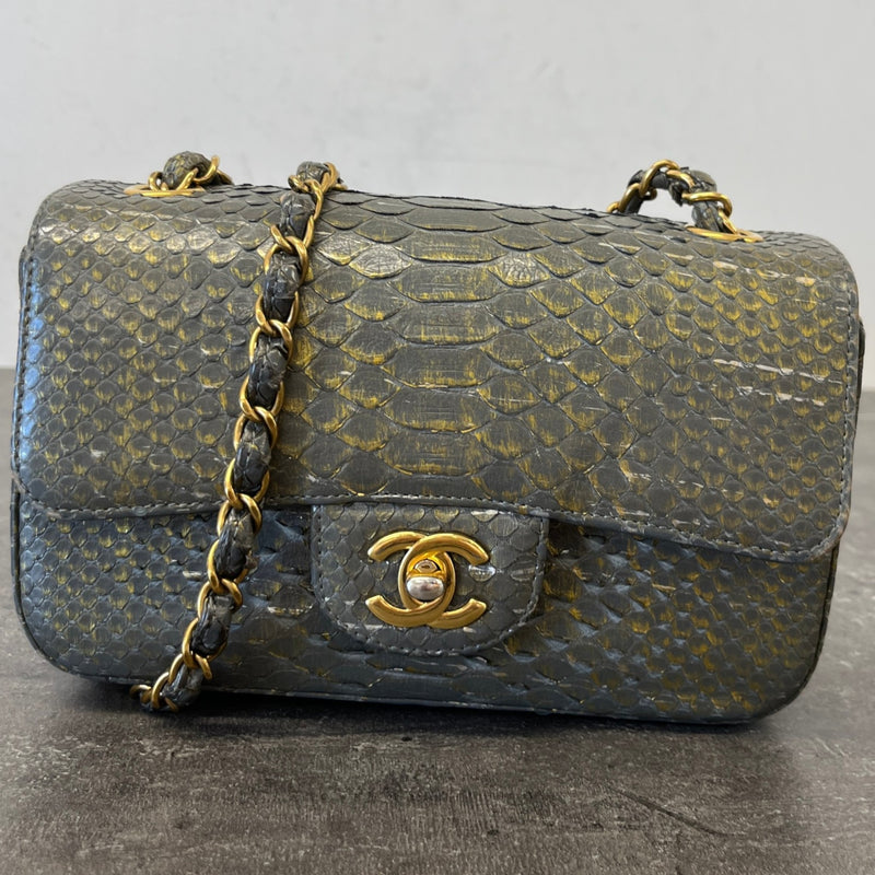 Women's Python Classic Flap Bag Grey