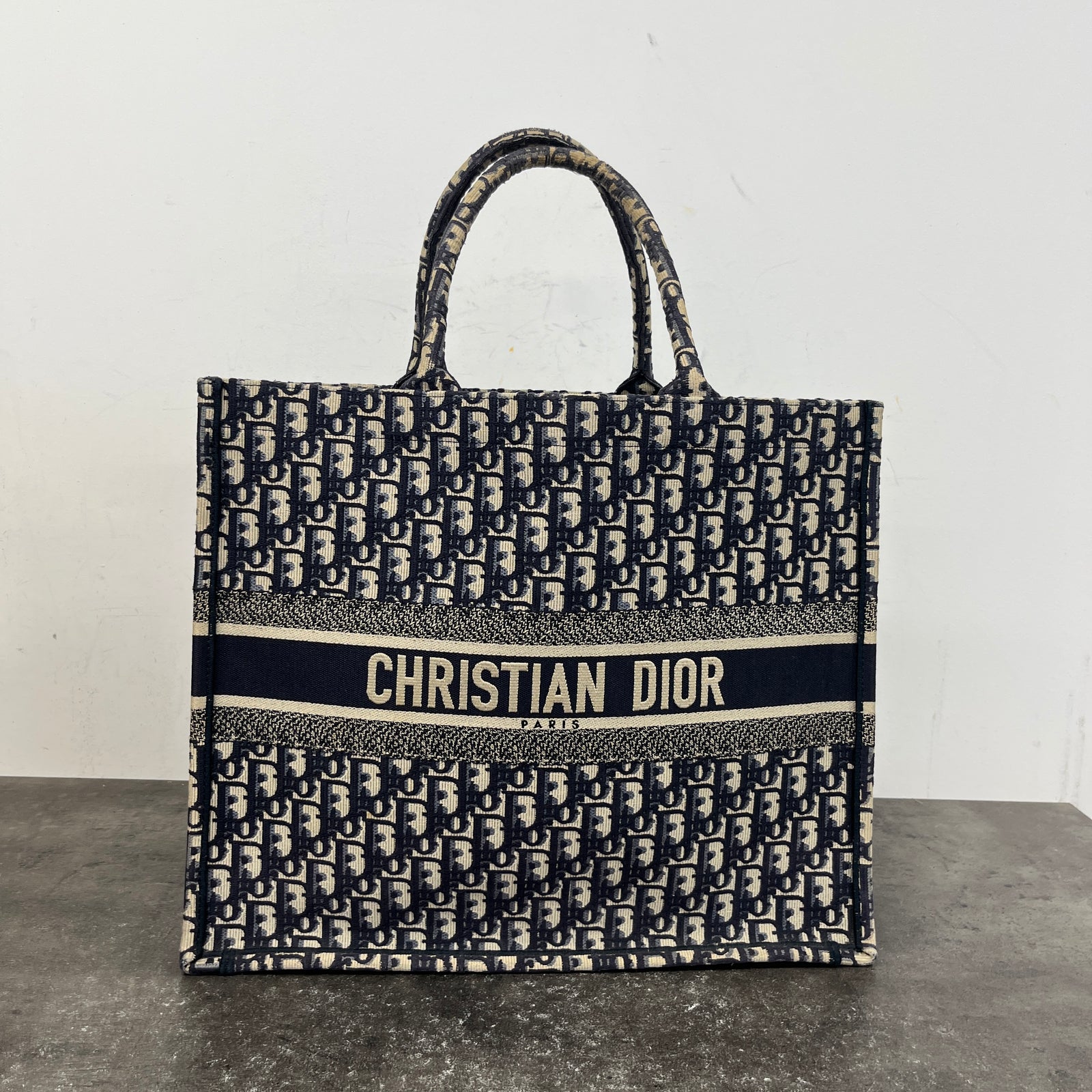 Women's Oblique Large Book Tote Handbag Navy - Photo 14