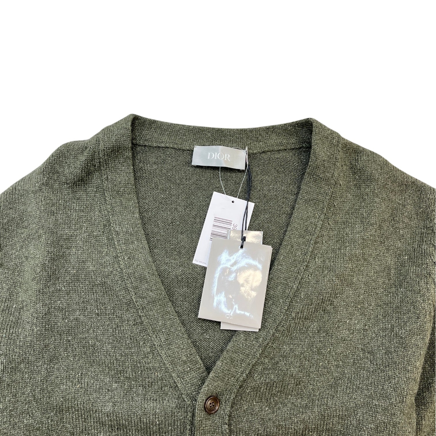 Men's V-Neck Knit Embroidered Logo Cardigan Green Size XXL - Photo 5