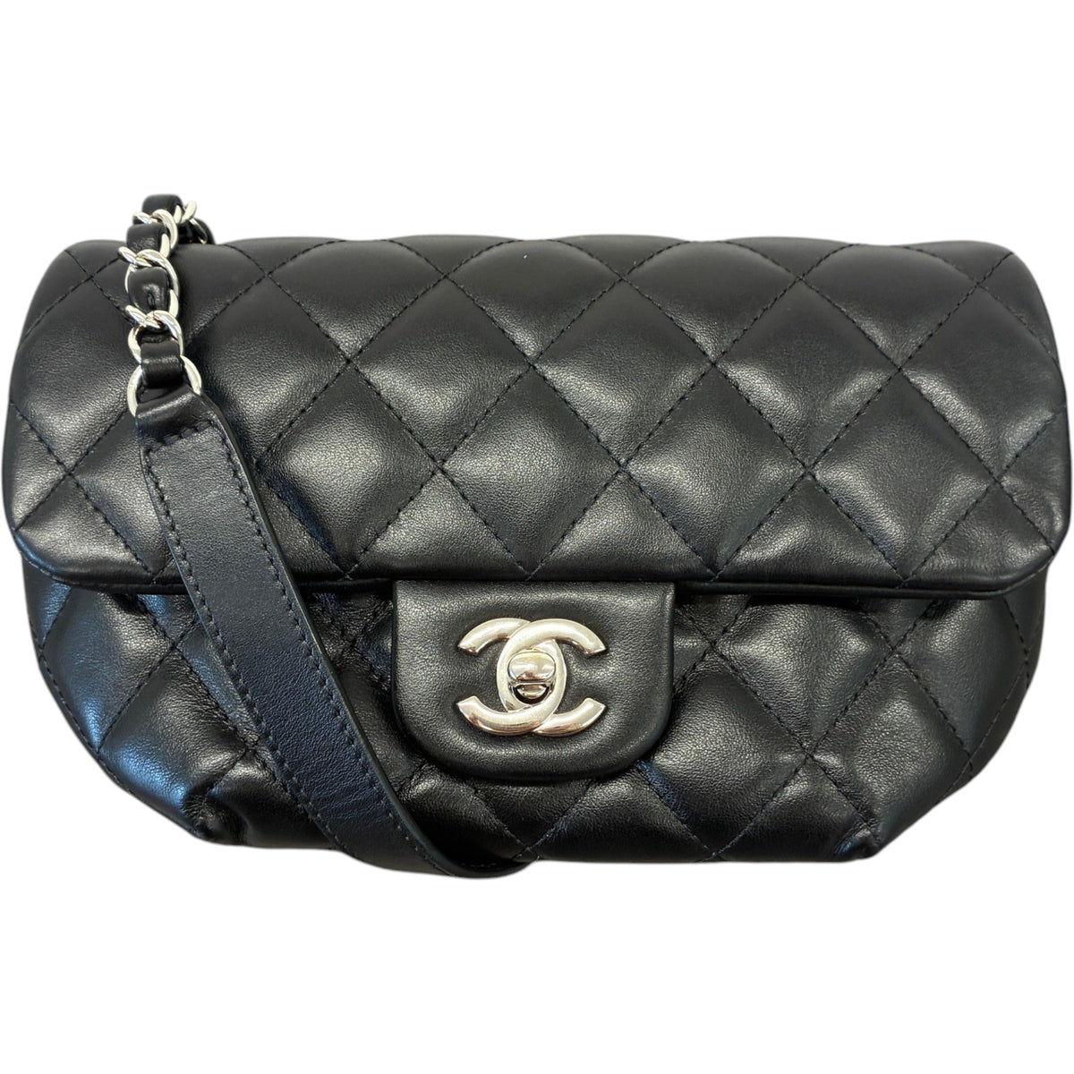 Men's Quilted CC Flap Belt Bag Black - Photo 1