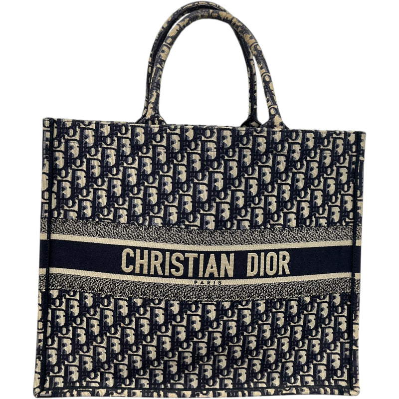 Women's Oblique Large Book Tote Handbag Navy