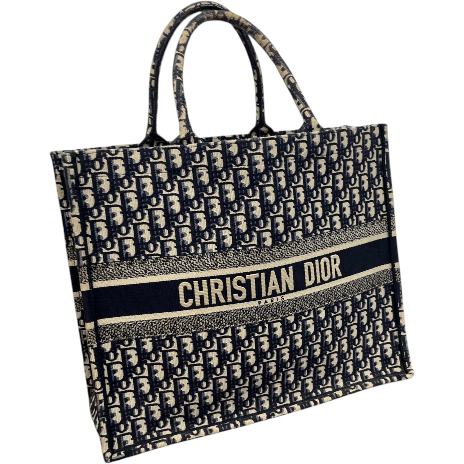 Women's Oblique Large Book Tote Handbag Navy - Photo 4