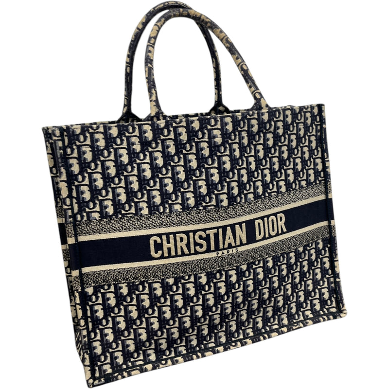 Women's Oblique Large Book Tote Handbag Navy