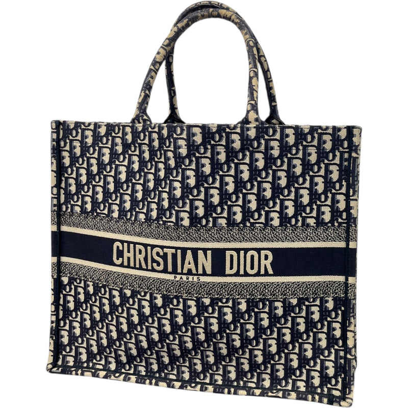 Women's Oblique Large Book Tote Handbag Navy