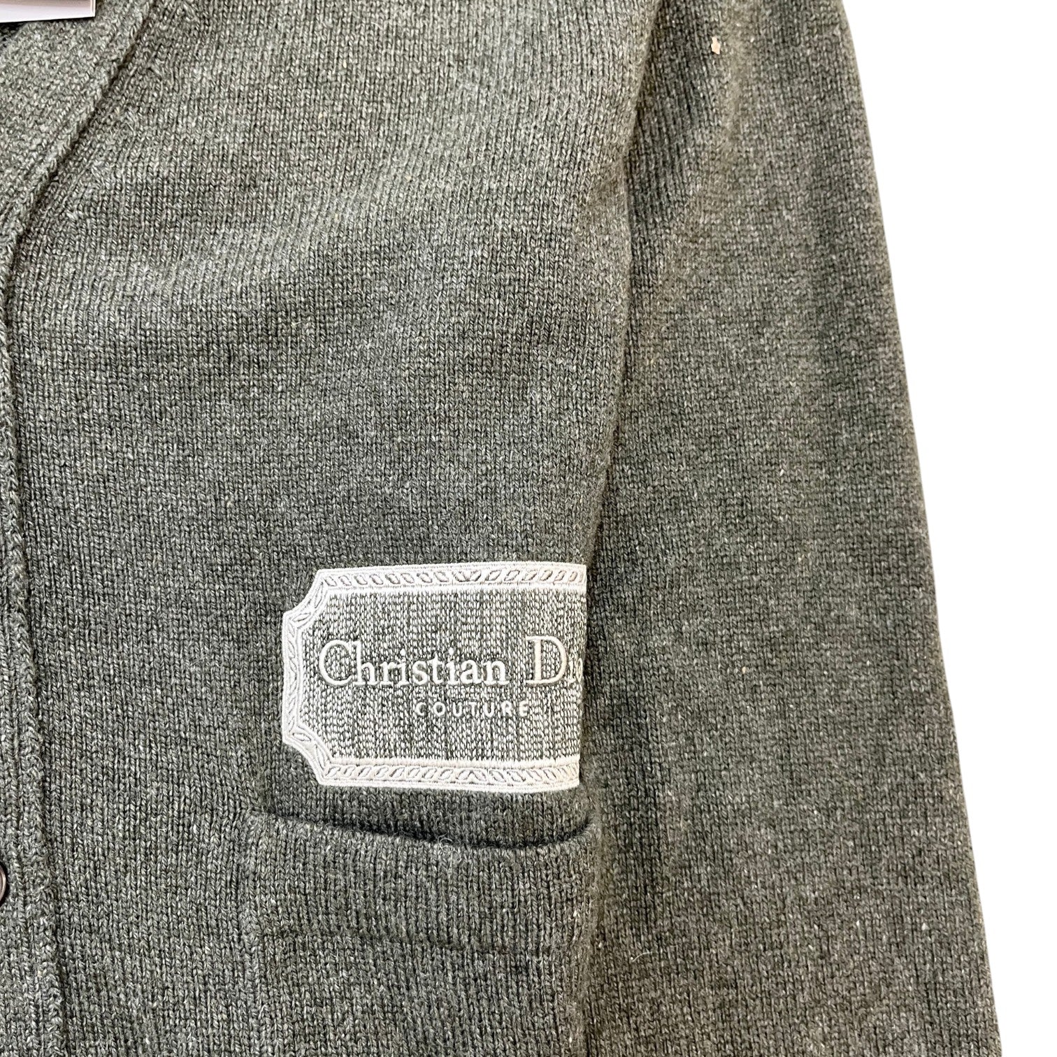 Men's V-Neck Knit Embroidered Logo Cardigan Green Size XXL - Photo 6
