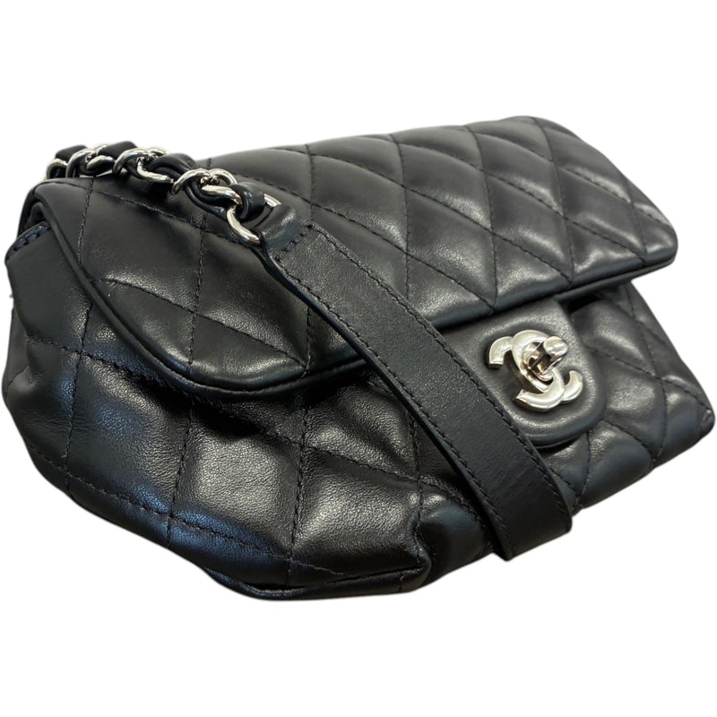 Men's Quilted CC Flap Belt Bag Black