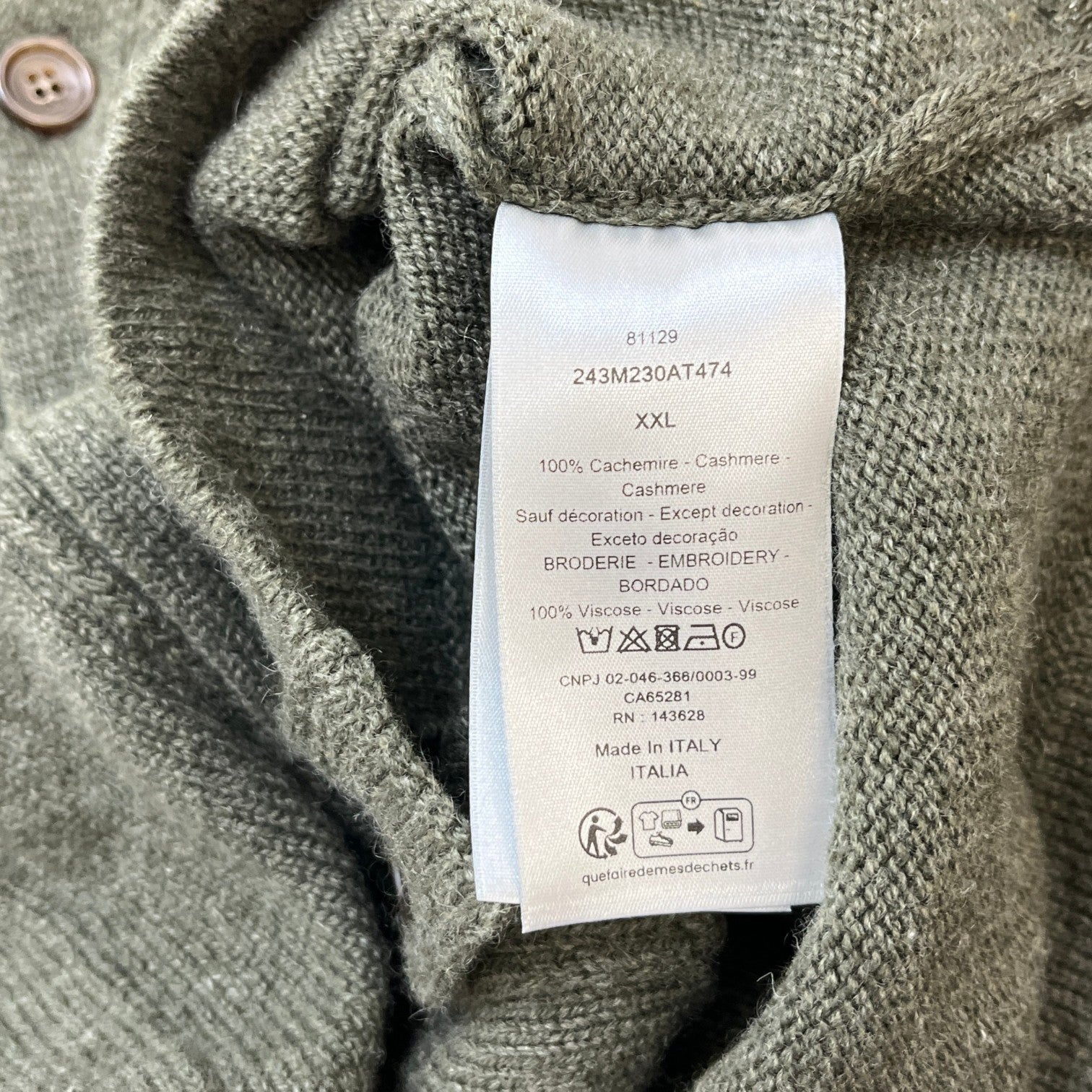 Men's V-Neck Knit Embroidered Logo Cardigan Green Size XXL - Photo 7