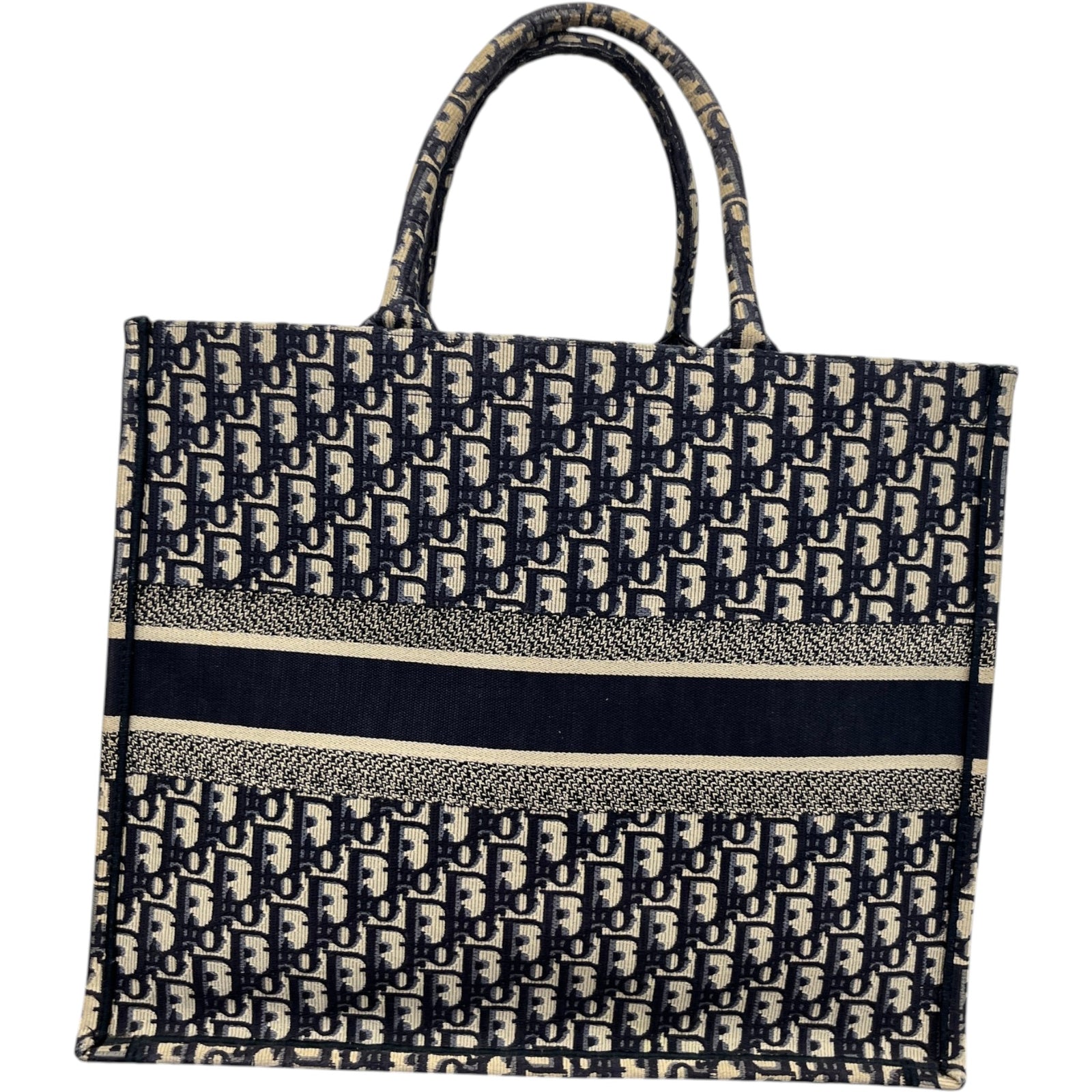 Women's Oblique Large Book Tote Handbag Navy - Photo 3