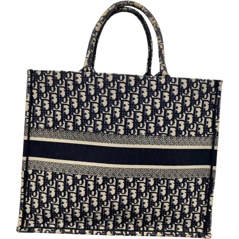 Women's Oblique Large Book Tote Handbag Navy